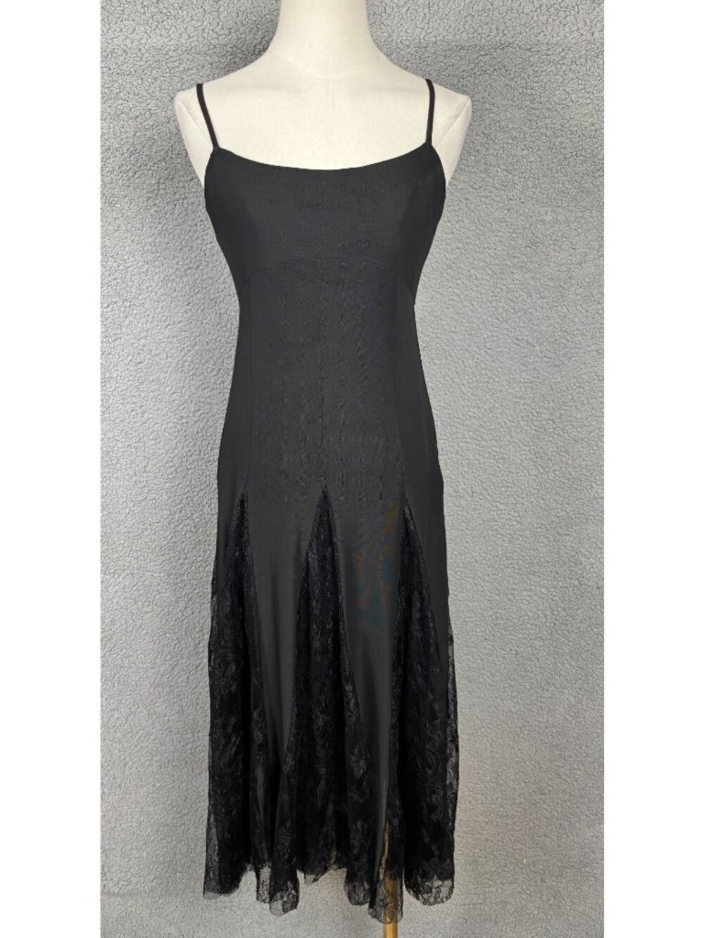 Steve Madden Vita Black Midi Dress With Lace Inserts Lined XS mall New With Tags